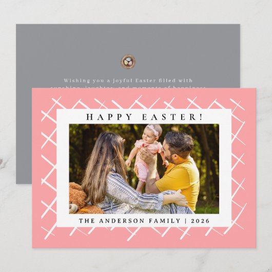 Elegant Minimalist Pattern Happy Easter 1 Photo Feestdagenkaart (Voorkant / Achterkant)