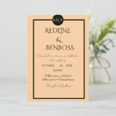 Elegant Minimalist Peach & Black Wedding  Kaart (Staand voorkant)