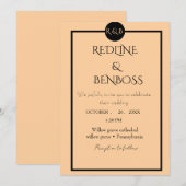 Elegant Minimalist Peach & Black Wedding  Kaart (Voorkant / Achterkant)