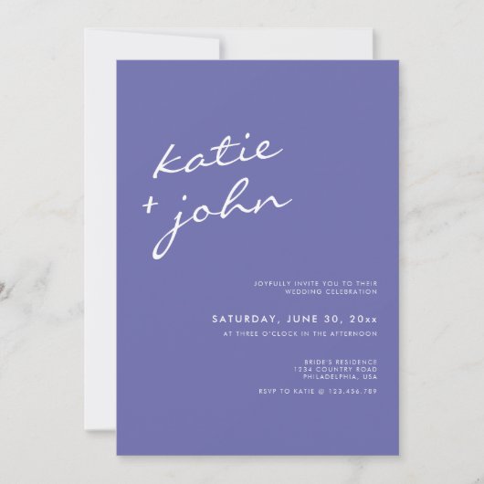 Elegant minimalist Periwinkle Blue Wedding Kaart (Voorkant)