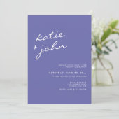 Elegant minimalist Periwinkle Blue Wedding Kaart (Staand voorkant)