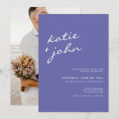 Elegant minimalist Periwinkle Blue Wedding Kaart (Voorkant / Achterkant)