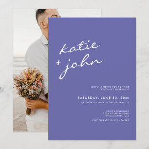 Elegant minimalist Periwinkle Blue Wedding Kaart