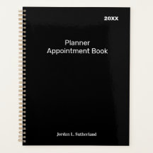 Elegant Minimalist Personalized Logo Black Planner