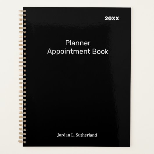 Elegant Minimalist Personalized Logo Black Planner (Voorkant)