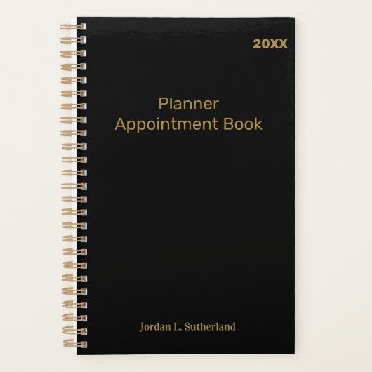 Elegant Minimalist Personalized Logo Black Planner (Voorkant)