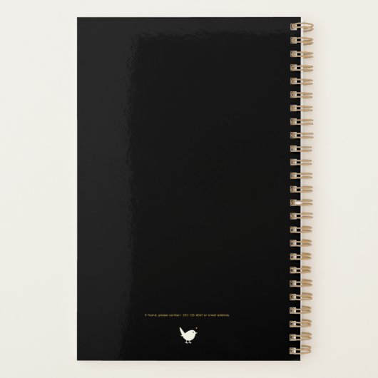Elegant Minimalist Personalized Logo Black Planner (Achterkant)