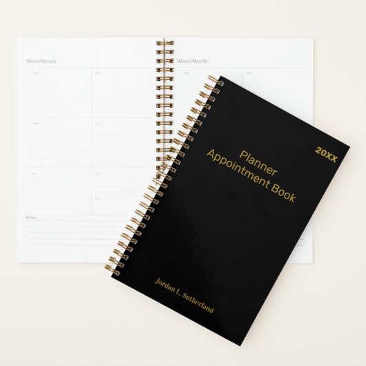 Elegant Minimalist Personalized Logo Black Planner (Display)