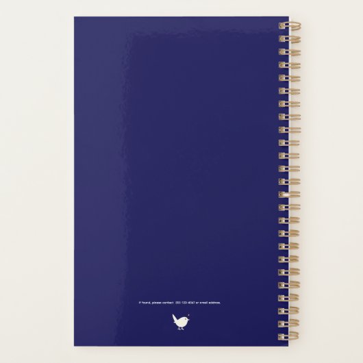 Elegant Minimalist Personalized Logo Blue Planner (Achterkant)