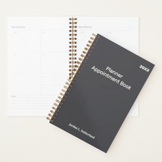 Elegant Minimalist Personalized Logo Gray  Planner (Display)