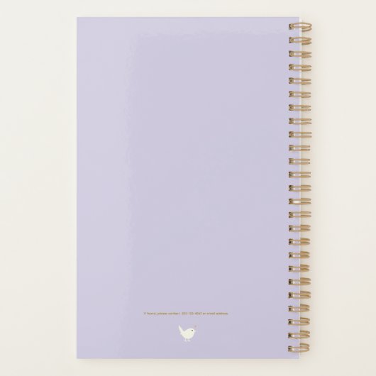 Elegant Minimalist Personalized Logo Pale Purple  Planner (Achterkant)