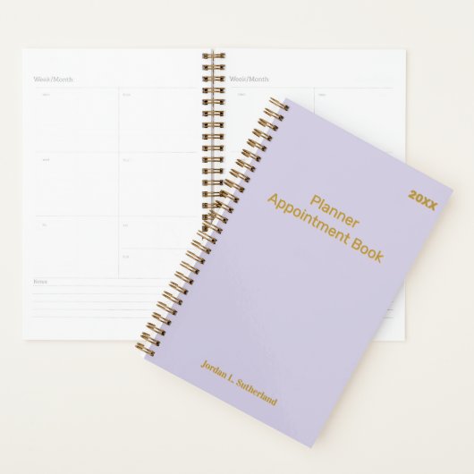Elegant Minimalist Personalized Logo Pale Purple  Planner (Display)