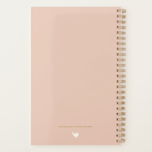 Elegant Minimalist Personalized Logo Pink Planner (Achterkant)