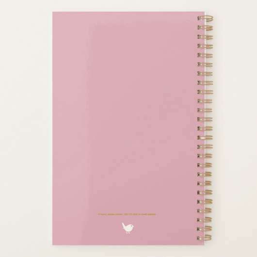 Elegant Minimalist Personalized Logo Pink Planner (Achterkant)