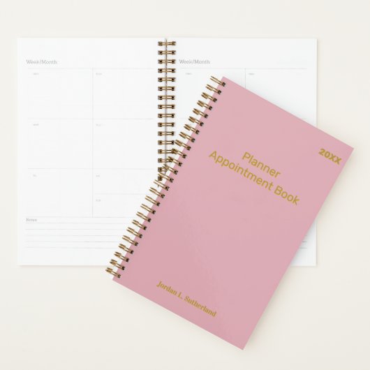 Elegant Minimalist Personalized Logo Pink Planner (Display)