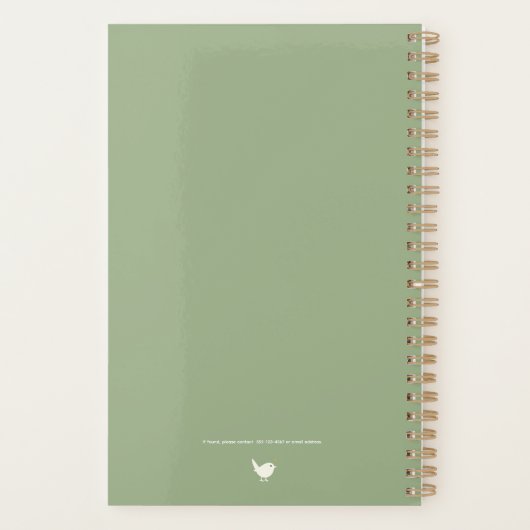 Elegant Minimalist Personalized Logo Sage Green Planner (Achterkant)