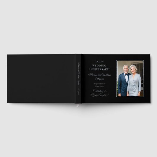 Elegant Minimalist Photo 25th Wedding Jubileum Gastenboek (Volledig)