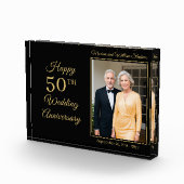 Elegant Minimalist Photo 50th Wedding Jubileum Fotoblokken (Rechts)