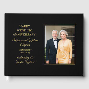 Elegant Minimalist Photo 50th Wedding Jubileum Gastenboek