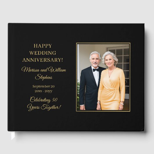 Elegant Minimalist Photo 50th Wedding Jubileum Gastenboek (Voorkant)