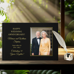 Elegant Minimalist Photo 50th Wedding Jubileum Gastenboek