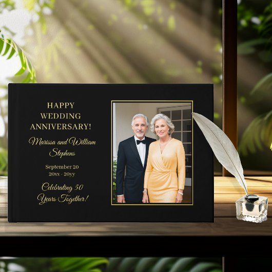 Elegant Minimalist Photo 50th Wedding Jubileum Gastenboek