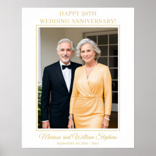 Elegant Minimalist Photo 50th Wedding Jubileum Poster