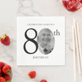 Elegant Minimalist Photo 80th Birthday Servet (Insitu)