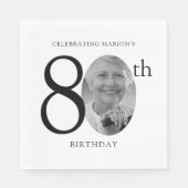 Elegant Minimalist Photo 80th Birthday Servet (Voorkant)