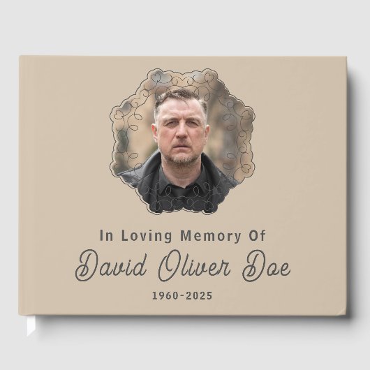 Elegant Minimalist Photo Classic Memorial Funeral Gastenboek (Voorkant)
