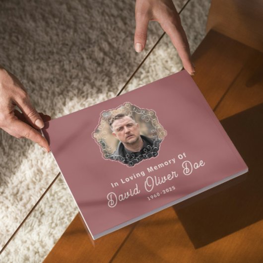 Elegant Minimalist Photo Classic Memorial Funeral Gastenboek