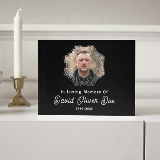 Elegant Minimalist Photo Classic Memorial Funeral Gastenboek