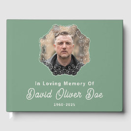 Elegant Minimalist Photo Classic Memorial Funeral Gastenboek