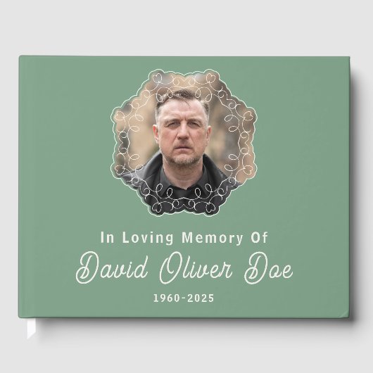 Elegant Minimalist Photo Classic Memorial Funeral Gastenboek (Voorkant)