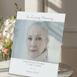 Elegant Minimalist Photo Funeral Pedestal Sign Reclamebord Met Voetstuk