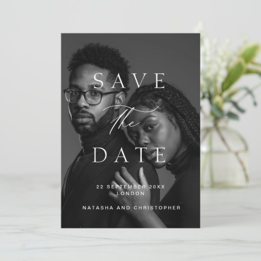 Elegant Minimalist Photo Overlay Wedding Save The Date (Staand voorkant)