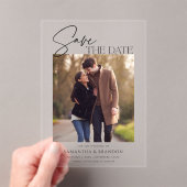 Elegant Minimalist Photo Save the Date Acryl Uitnodigingen (Insitu (Draagbaar))