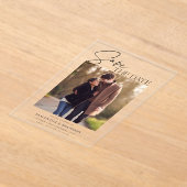 Elegant Minimalist Photo Save the Date Acryl Uitnodigingen (Laagn)