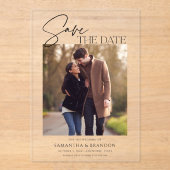 Elegant Minimalist Photo Save the Date Acryl Uitnodigingen (Voorkant)