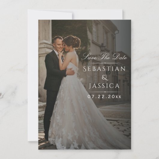 Elegant Minimalist Photo Save The Date Kaart (Voorkant)