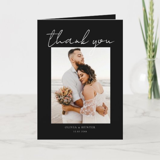 Elegant Minimalist Photo Weddenschap Hartelijk dan Bedankkaart (Voorkant)