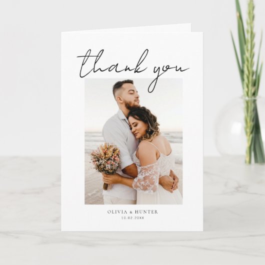 Elegant Minimalist Photo Weddenschap Hartelijk dan Bedankkaart (Voorkant)