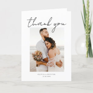 Elegant Minimalist Photo Weddenschap Hartelijk dan Bedankkaart
