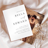 Elegant minimalist Photo Wedding Invitation Kaart