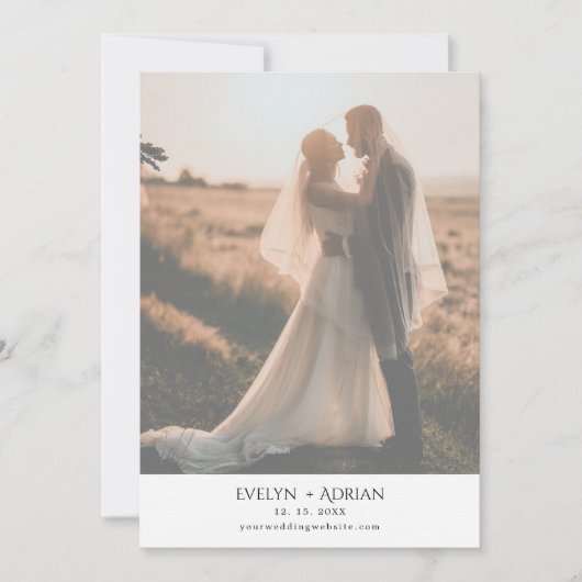 Elegant Minimalist Photo wedding Save The Date  (Voorkant)