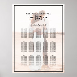 Elegant Minimalist Photo Wedding Seding Chart Poster