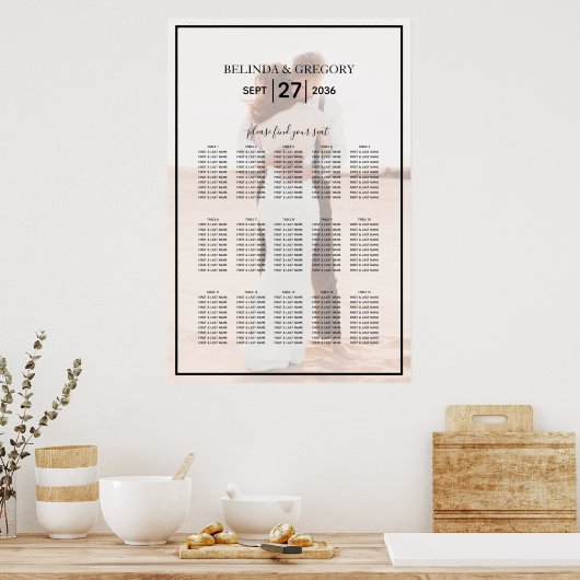Elegant Minimalist Photo Wedding Seding Chart Poster (Keuken)
