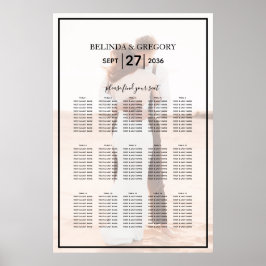 Elegant Minimalist Photo Wedding Seding Chart Poster