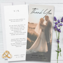 Elegant Minimalist Photo wedding Thank You Card