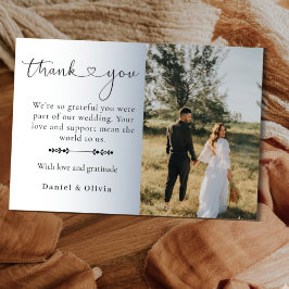 Elegant Minimalist Photo Wedding Thank You  Card Bedankkaart
